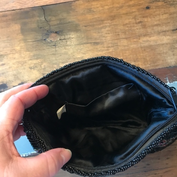 Vintage Beaded Peacock Clutch Formal Black/pink/gold - Picture 3 of 9